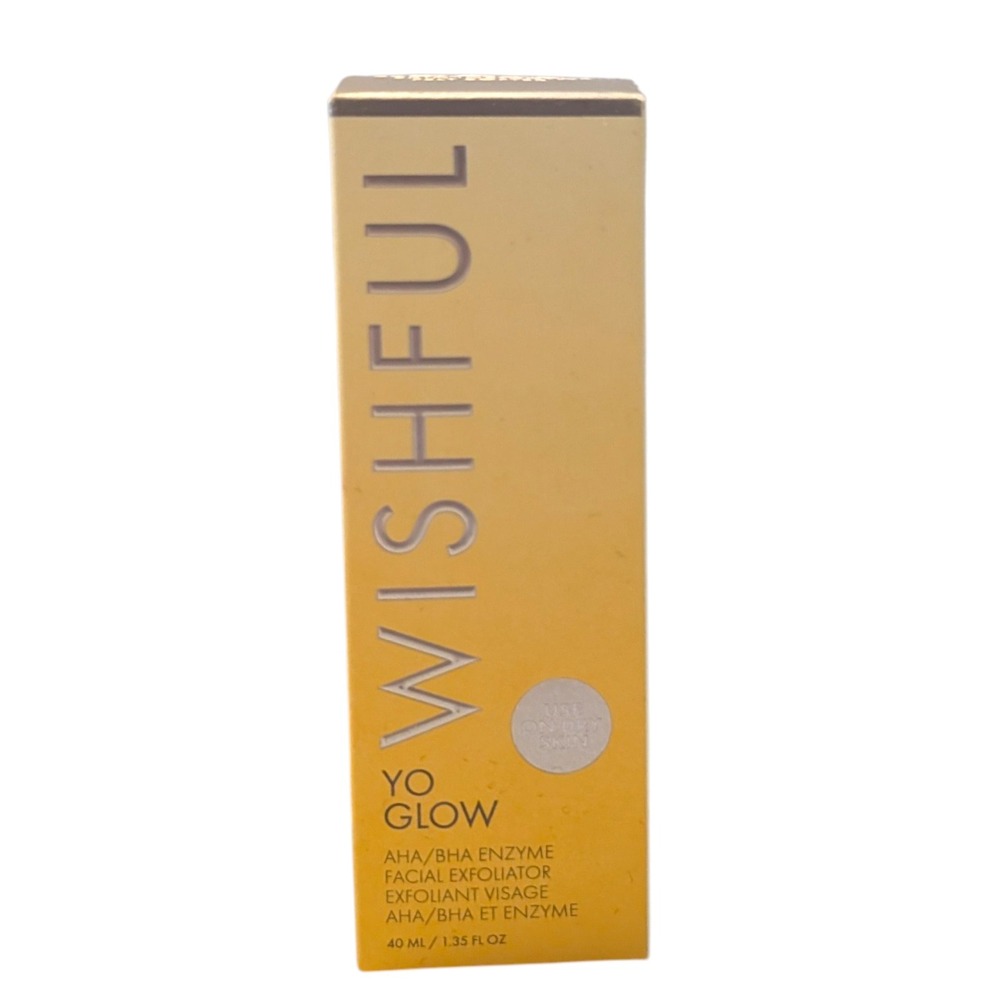 Wishful Yo Glow Enzyme Facial Scrub Exfoliator HUDA Beauty 1.35 fl oz AHA BHA